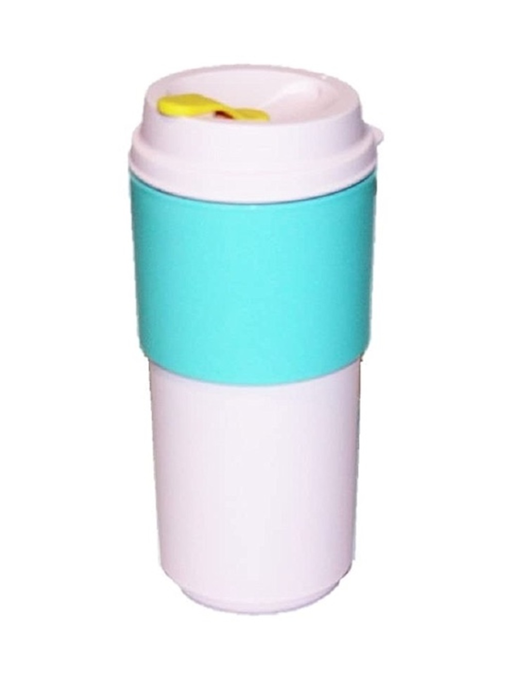 Tupperware Travel Tumbler in White, Aqua, and Yellow